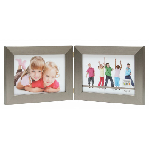 Cadre photo duo Deknudt S41VD1 H2H argenté 10x15 13x18