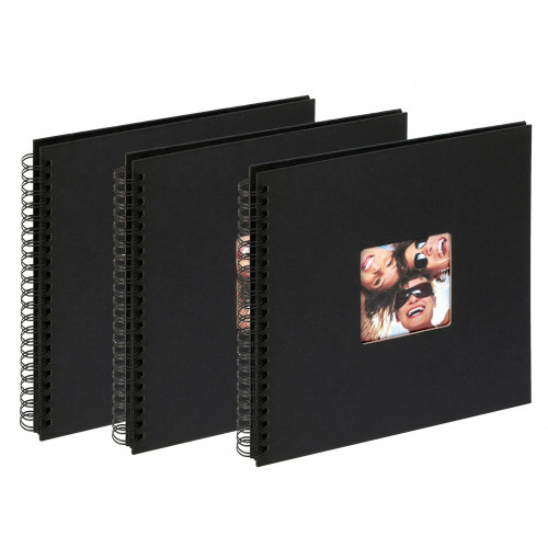 Lot de 3 albums traditionnels à spirals Fun noir Walther  pour 200 photos 10x15