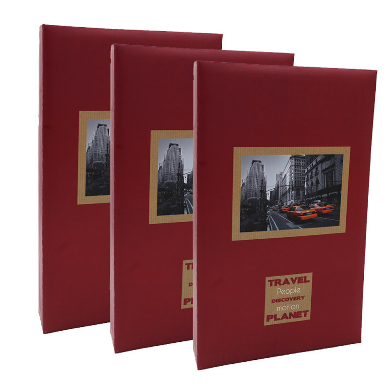 Lot de 3 albums photo Voyages bordeaux 300 pochettes 11X15 2d choix